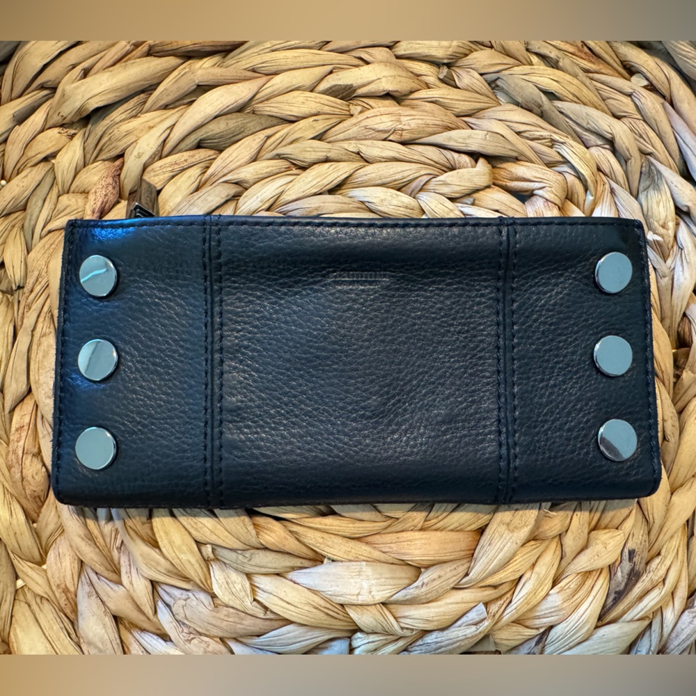 Hammitt 110 North Pebble Leather Gunmetal Rivets Checkbook Wallet